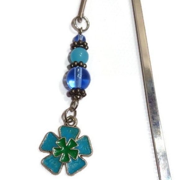 Shepherd Hook Beaded Charm Bookmark Handmade #24 - Picture 2 of 4